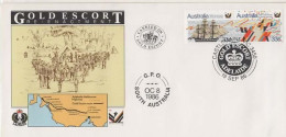 Australia PM 1327 1986 Gold Escort Re-Enactment,FDI  Souvenir Cover - Lettres & Documents