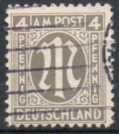 AM Post. Amerikanischer Druck, 4 Pf Grau, Papier Z, Mi 2z Gestempelt - Used