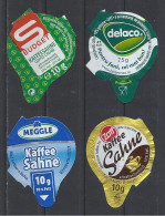 Coffee Cream Labels, Budget, Delaco, Meggle & Zott,  Lot Of 4. - Opercules De Lait
