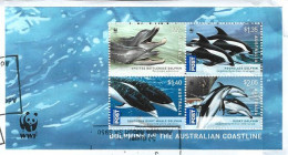 Australie: Dauphins , Bloc-feuillet Oblitéré, WWF, Sur Fragment Lettre - Used Stamps
