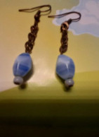 PAIRE    DE  BOUCLES D.OREILLES  VRAI PIERRE  FAIT PAR MOI-MEME - Boucles D'oreilles