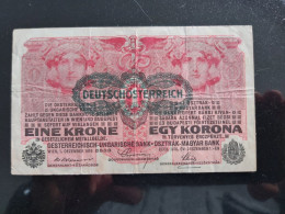 BANCONOTA AUSTRIA Österreich, 1 Krone 1916 Mit Stempel Deutschöster COME DA FOTO - Autres & Non Classés