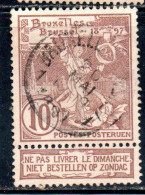 BELGIQUE BELGIE BELGIO BELGIUM 1896 1897 BRUSSELS EXHIBITION ISSUE ST. MICHAEL AND SATAN 10c USED OBLITERE' USATO - 1894-1896 Exhibitions