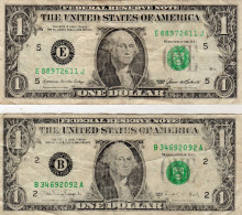 2 Billets Des Etats-Unis  Billet De 1 Dollar Année 1988 A "B  Et Dollar Année 1985 - Collezioni