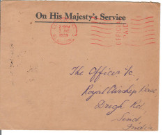England,cp3, 1939, Meter "official Paid", To India, Siehe Scans! - Covers & Documents
