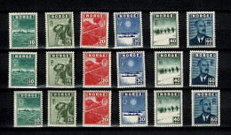 1943 NORVEGE  3 X Serie N° 263 à 268 ** Gouvernement En Exil - 1943-45 - Unused Stamps