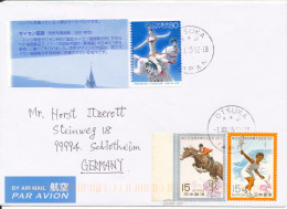 Japan Cover Sent Air Mail To Germany 1-12-2005 With More Topic Stamps - Cartas & Documentos