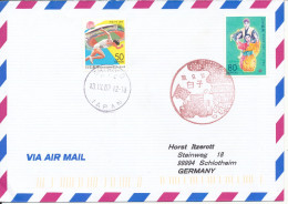 Japan FDC / Air Mail Cover Uprated And Sent To Germany 13-9-2007 - Storia Postale