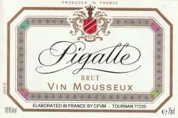 ***  ETIQUETTE ***  MOUSSEUX  ---  PIGALE -  - Compagnie Des Grands Vins  TOURNAN - Witte Wijn