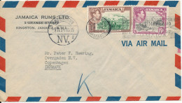 Jamaica Air Mail Cover Sent To Denmark 4-11-1954 (the Flap On The Backside Of The Cover Is Missing) - Jamaïque (...-1961)