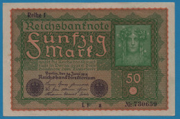 DEUTSCHES REICH 50 MARK 24.06.1919 REIHE 1 Alpha LF A #730659 P# 66 - 50 Mark