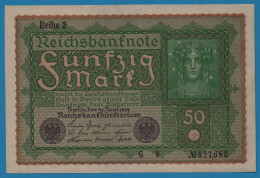 DEUTSCHES REICH 50 MARK 24.06.1919 REIHE 2 Alpha Gb #627682 P# 66 - 50 Mark