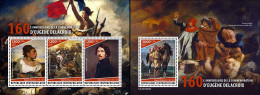 Centrafrica 2023, Art, Delacroix, Horse, 3val In BF+BF - Franse Revolutie