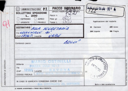 Italia (1991) - Bollettino Pacchi Da Savona Per Urbe (SV) - (dolci) - Postal Parcels