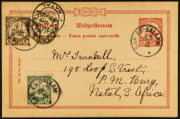 GEA 1902 (28 March) Uprated 5p Red Ps Postcard Addressed To Natal, 'Dar Es-Salam' And Two Transit Cds's. - Other & Unclassified