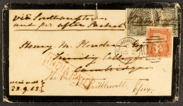 STAMP - 1863 (23rd Sept) Mourning Envelope, Prepaid In INDIA With Eight Annas (a Shilling) With â€˜INDIA PAIDâ€™ In Red, - ...-1840 Prephilately