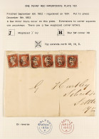 1841 1d Red Plate 160, Six Examples On A Wrapper Bolton To Settle, And 1d Plate 47 Strip Of Four On Wrapper Liverpool To - Other & Unclassified