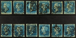 1841 2d Blue Imperfs (12) Cancelled By A Complete Set Of NUMBERS 1 - 12 IN MALTESE CROSS Postmarks, All Nice Clear Strik - Other & Unclassified