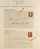 1843/44 Two ELS To The Same Address, Each Bearing 1d Red-brown Imperfs With 4 Margins (one Shows Private Serpentine Roul - Other & Unclassified