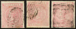 1867-83 5s Rose, Plates 1, 2 (thin) And 4 (repaired), All Used, Cat. Â£5675. (3 Stamps) - Autres & Non Classés