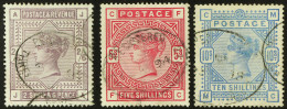 1883-84 2s.6d, 5s And 10s, Each With Neat Oval Registered Datestamp. Cat. Â£835. (3 Stamps) - Other & Unclassified