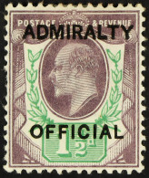 ADMIRALTY OFFICIAL 1903 1Â½d Dull Purple And Green, SG O103, Mint Lightly Hinged, Large Part OG. Two Pulled Perfs At Lef - Other & Unclassified