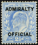 ADMIRALTY OFFICIAL 1903 2Â½d Ultramarine Opt Type O10, SG O105, Mint Lightly Hinged, Part OG With Very Light Diagonal Cr - Other & Unclassified