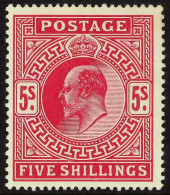 1911-13 5s Carmine, SG 318, Never Hinged Mint. Cat. Â£875. - Unclassified