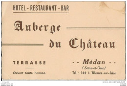 23Ch"    78 MEDAN CARTE PUBLICITAIRE  HOTEL BAR AUBERGE DU CHATEAU (VILLENNES SUR SEINE) - Medan