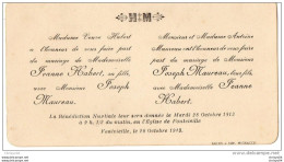 55Vol   Carte Carton D'invitation à Un Mariage à Fontvieille En 1913 - Hochzeit