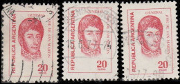 Argentine 1976. ~ YT 1071 X3 + 1073 - Types De 700/71 (4 V) - Used Stamps