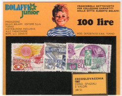 1967 CECOSLOVACCHIA  TRE VALORI USATI  (46 S)FRANCOBOLLI SOTTOVUOTO PER COLLEZIONE GARANTITI DALLA DITTA ALBERTO BOLAFFI - Storia Postale