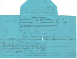 Télégramme  Oblitération De Saint Etienne Central (42) 15 Juillet 1884 - Telegraph And Telephone