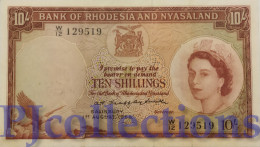 RHODESIA & NYASALAND 10 SHILLINGS 1958 PICK 20a XF+ RARE - Rhodesien