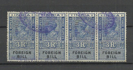INDIA Foreign Bill Revenue Tax 3 Rupees As 4-stripe O - Official Stamps