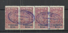 INDIA Foreign Bill Revenue Tax 50 NP As 4-stripe O - Official Stamps