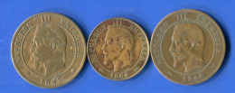 Napoleon 3     Pieces 3  10  Cents 1863 A +10  Cents  1854 W + 5  Cents  1864 K - Andere & Zonder Classificatie