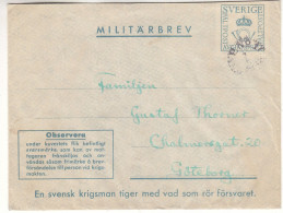 Suède - Lettre Militaire - Oblit PNO 10  ? - Exp Vers Göteborg - - Militaire Zegels