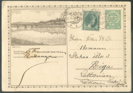 E.P. Carte Armoirie 35c. Ill. (REMICH) + Tp 60c. Josephine-Charlotte Obl. Dc RODANGE 21.10.1928 Vers Riga (Lettonie) - 2 - Stamped Stationery
