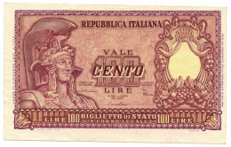 100 LIRE BIGLIETTO DI STATO ITALIA ELMATA DI CRISTINA 31/12/1951 SUP - Andere & Zonder Classificatie