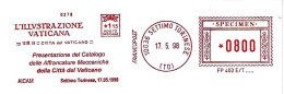 ITALIA ITALY - 1998 CATALOGO AFFRANCATURE MECC. VATICANO - Riproduzione 1^ Affranc.vat. Ema Red Meter SPECIMEN - 1882 - Macchine Per Obliterare (EMA)