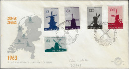 Pays-Bas 1963 Y&T 769 à 773 Sur FDC. Moulins à Vent : à Charpente, à Pivot, à Bascule, Des Polders - Windmills