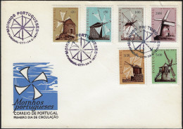 Portugal 1971 Y&T 1101 à 1106. FDC, Enveloppe Illustrée 1er Jour. Moulins à Vent - Windmills