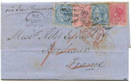 NOUVELLE ZELANDE - LETTRE DE WELLINGTON POUR BORDEAUX, 1878 - Brieven En Documenten