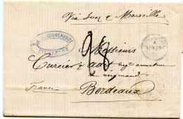 SINGAPOUR - LETTRE DE SINGAPOUR POUR BORDEAUX, 1871 - Singapore (1959-...)