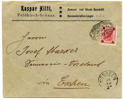 LIECHSTENSTEIN - AUTRICHE 10 H. SUR LETTRE DE SCHAAN POUR NENDELN, 1903 - ...-1912 Voorlopers