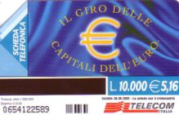 Telefonkarte Italien, Il Giro Delle Capitali Dell'Euro, 10000/5,16 - Ohne Zuordnung