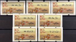 2024 LUNAR NEW YEAR OF THE DRAGON NAGLER MACHINE ATM LABELS COMPLETE SET OF 7 W\BROKENN PIN ON TOP - Distributeurs