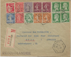 LETTRE RECOMMANDEE -AFFRANCHISSEMENT COMPOSE N°111-174-189-192-197-235-237-283 OBL  HEXAGONAL HEILIGENBERG-BAS-RHIN 1933 - Mechanical Postmarks (Other)
