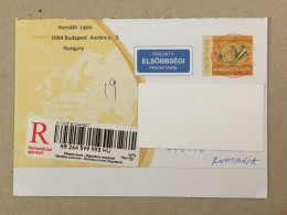 Hungary Magyarorszag Used Letter Stamp Postal Stationery Registered Cover Postal Label Printed Sticker Stamp 2015 - Brieven En Documenten